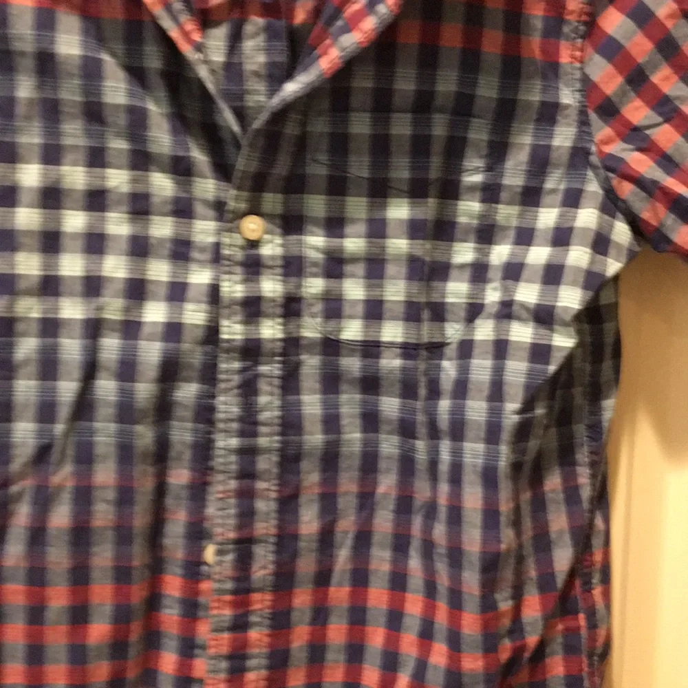 Gap Kids button down gingham checkered Short Sleeves collar shirt size M (8)